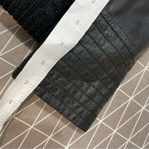 DANIER Leather Sleeves Herringbone print Wool Bomber Jacket Double Lined - Picture 11 of 14